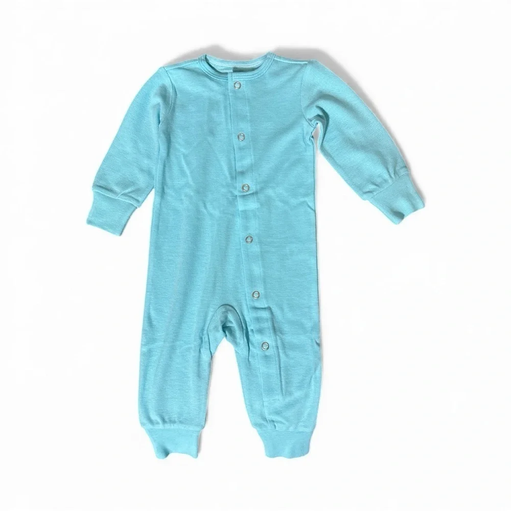 Hanes Baby Flexy 2-Pack Long Sleeve Rompers – Size 0–6M – Blue & Gray Stripe